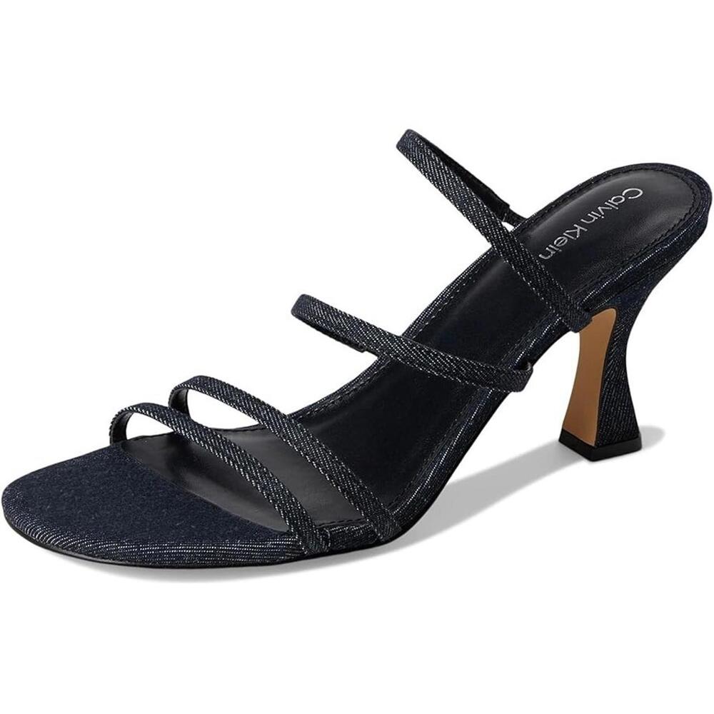 Calvin Klein Womens Jayla Strappy Tapered Heel Sandal Blue Denim Sz 6 $99 MSRP - Picture 7 of 8